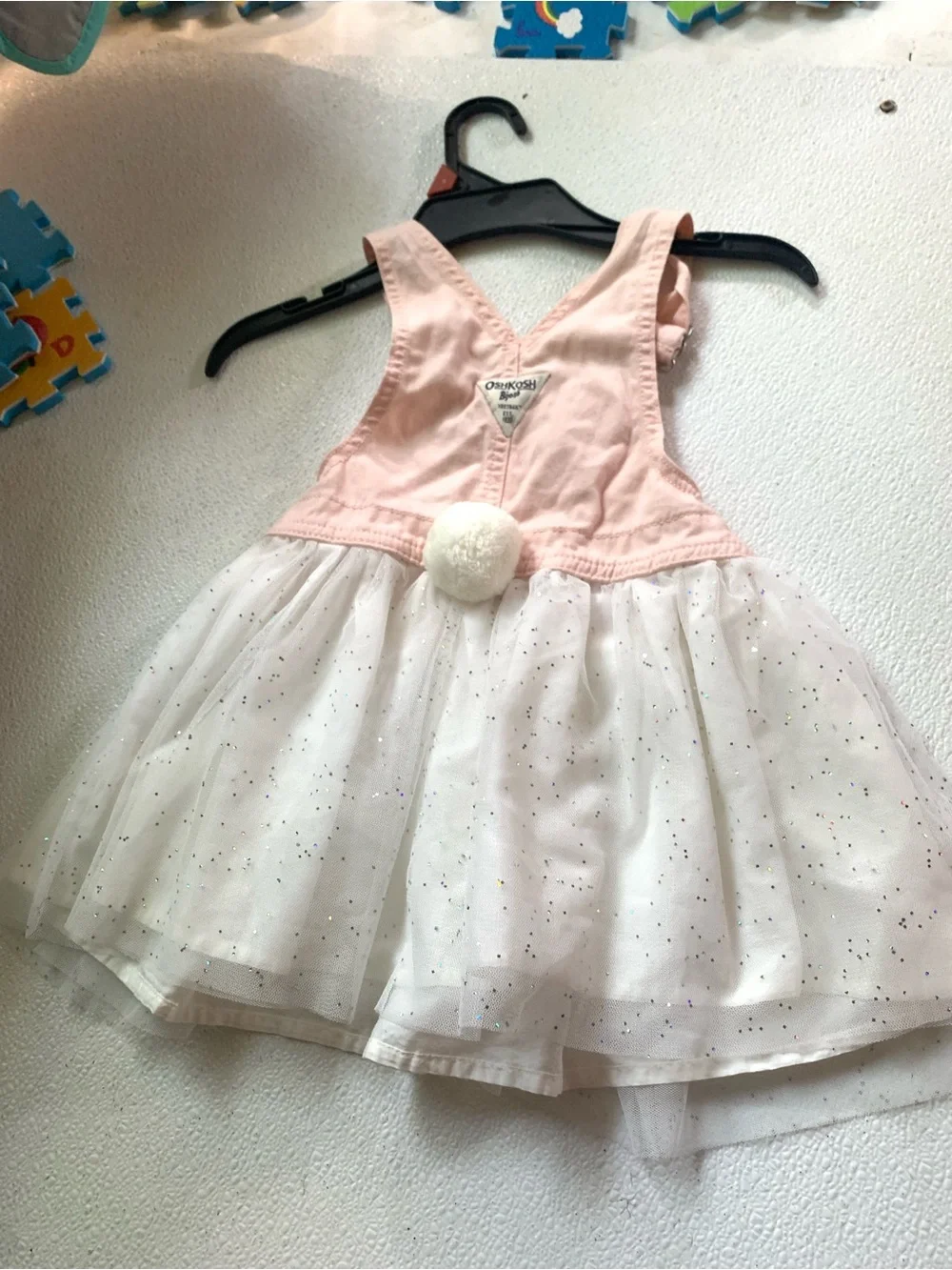 OshKosh B'gosh Pink and White Tulle Overall Dress